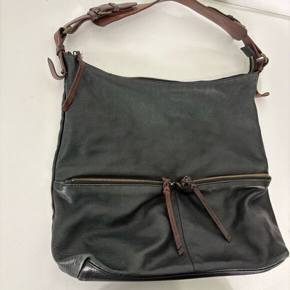Cynthia Rowley Black Leather Large Hogo Purse with Brown Strap - Picture 5 of 14